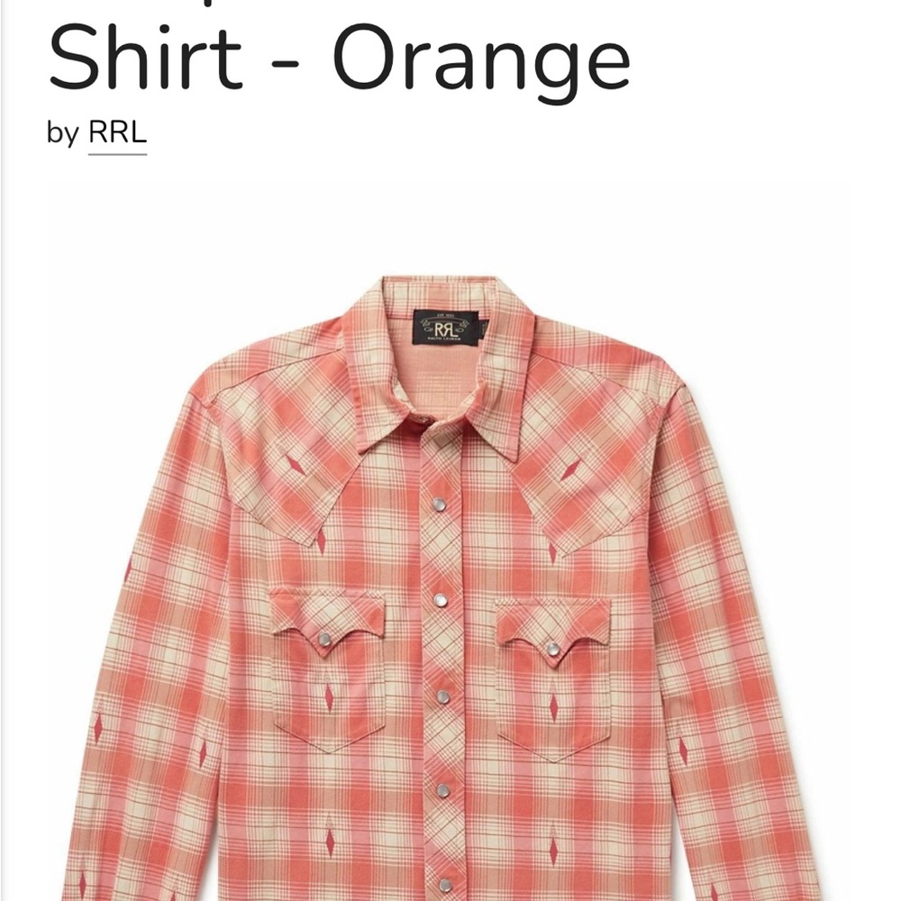 RRL - Ralph Lauren Orange Casual Cowboy Button Down Shirt
